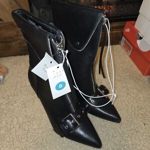 a new day Black Heeled Boots with Buckle Detail